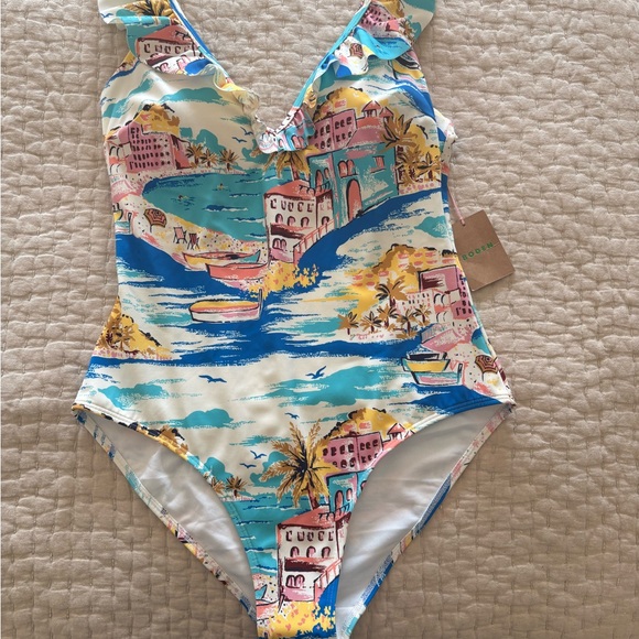 Boden swimsuit NWT US 10 Evia Ruffle swimsuit bathing suit 1 piece S0401 - Picture 9 of 12